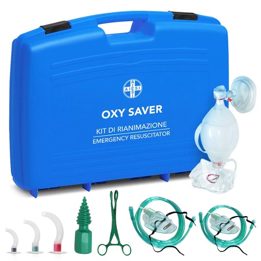 [BRSRABQ7PMJWG3AZ] AIESI First Aid Kit without Oxygen Cylinder with Ambu Guedel Ball and Accessories OXY SAVER, Made in Italy