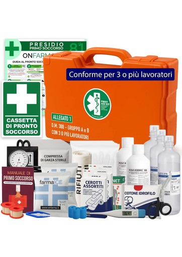 [BRSWGZAYAQBA4ALH] ONFARMA FARMA4 First Aid Medical Cassette Complete with Pressure Gauge and First Aid Sign Compliant with DM 388 Attachment 1 for Companies with 3 or More Workers