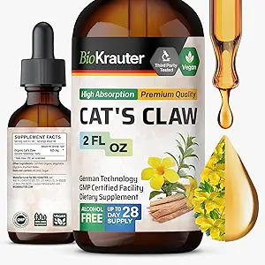 [BRSWYYALBECAO3A6] BIO KRAUTER Cats Claw Tincture - Vegan Cat's Claw Supplement - Immune Support - Alcohol & Sugar Free Extract - Vegan Drops 2 Fl.Oz.