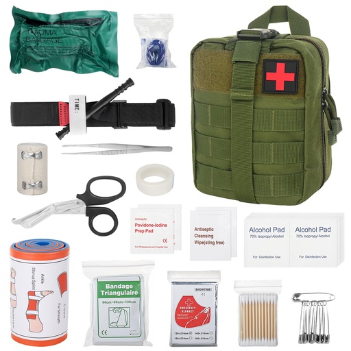 [BRSRAYA7B4PGCYA6] Military First Aid Kit, 46PCS First Aid Bag, Outdoor First Aid Kit, Trauma First Aid Kit for Car, Home, Travel, Outdoor Camping, Hiking