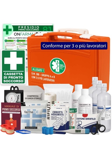 [BRSRAFLQOYIG2YDZ] ONFARMA MEDIBOX2 First Aid Medical Cassette Complete with Wall Support Pressure Meter and First Aid Sign – Compliant with DM 388 Attachment 1 for Companies with 3 or More Workers