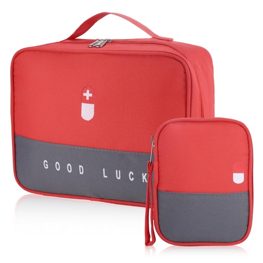 [BRSROFQ7DJYQEETB] 2 x Empty First Aid Bag, Waterproof First Aid Box, Portable Sports Medical Bag, Empty First Aid Box, First Aid Kit for Travel Camping Home (2 Sizes), red, Formal