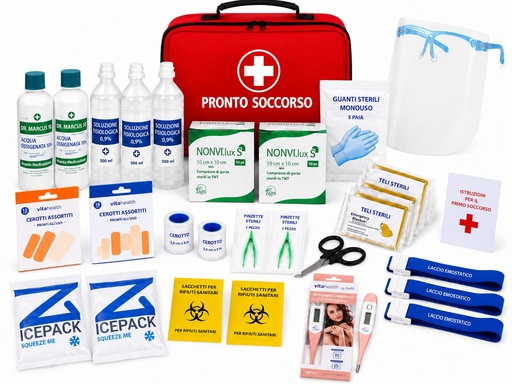 [BRSRY235DMBB4ETA] Valigetta Pronto Soccorso Aziendale Allegato 1 D.M. 388/2003 – Kit di Primo Soccorso Completo con Borsa Morbida, per Aziende fino a 2 Lavoratori, Negozi, Uffici, Laboratori e Veicoli Commerciali