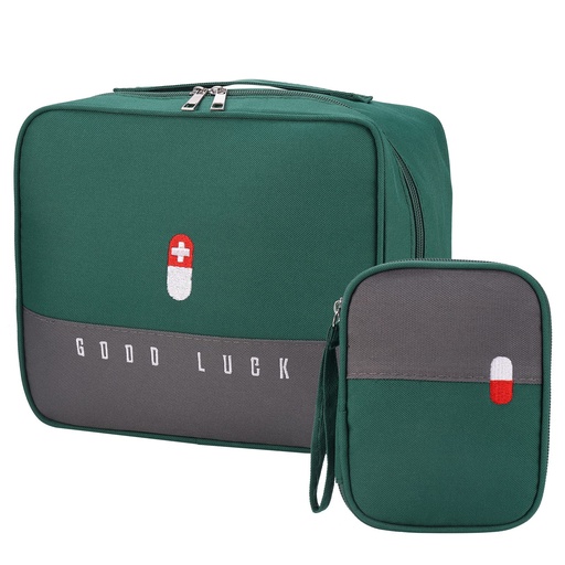 [BRSRMFALOQGR62T2] 2 x Empty First Aid Bag, Waterproof First Aid Box, Portable Sports Medical Bag, Empty First Aid Box, First Aid Kit for Travel Camping Home (2 Sizes)