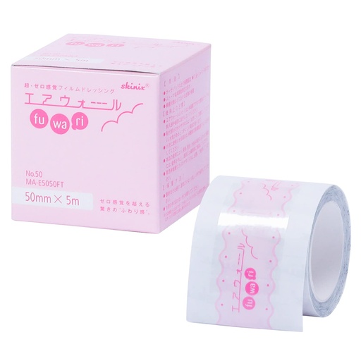 [BRSWIC36BUHQOFLA] Skinix Air Wall Fuwari 50mm x 5m Ultra Zero Sensory Waterproof Film Roll, Transparent Film Dressing, for Fixing Gauze, Wounds, and Over Bandages, Waterproof Tape, 1 Roll MA-E5050FT