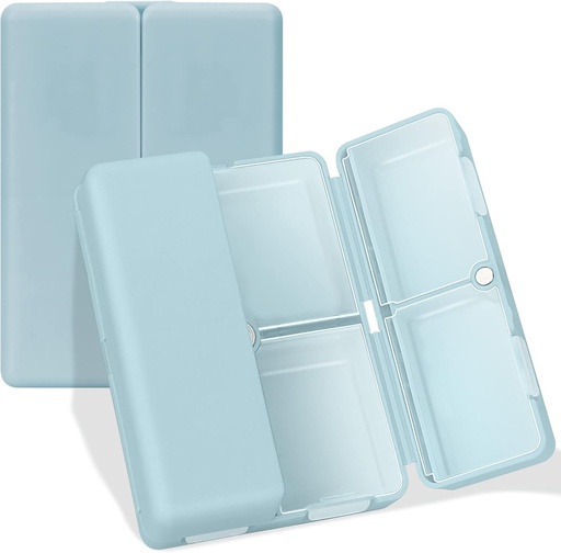 [BRSWYAANAVYGKGTH] FYY Daily Pill Organizer, 7 Compartments Portable Travel Pill Case, [Folding Design] for Purse Pocket to Hold Vitamins,Cod Liver Oil,Supplements and Medication-Blue