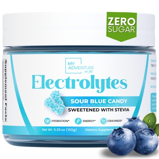[BRSROEI2CUOWK2DZ] Zero Sugar - Sour Blue Candy Electrolytes Powder - Refreshing Hydration - Caffeine Free Energy - All Natural Ingredients - Vegan, Keto ' Paleo - Sugar Free Electrolyte Powder Drink Mix - 30 Servings