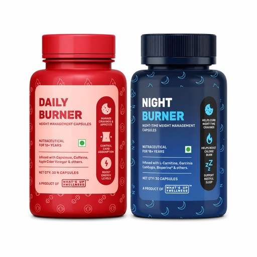 [BRSRGEIPC55W223K] What’s Up Wellness Daily + Night Burner Combo | GLP1 for Weight Loss, Boosts Metabolism and Curbs Cravings | 24-Hour Weight Management | Burn Fat Day & Night