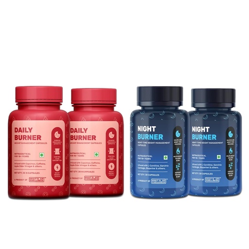 [BRSRGFIBCR6RYALL] What’s Up Wellness Daily + Night Burner Combo | GLP1 for Weight Loss, Boosts Metabolism and Curbs Cravings | 24-Hour Weight Management | Burn Fat Day & Night | Pack of 2