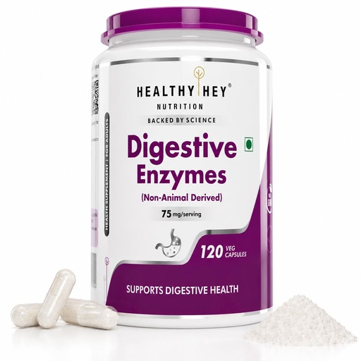 [BRSWGHY7OEFAYHTP] HealthyHey Nutrition Digestive Enzymes Capsules - Amylase, Lipase, Protease, Multi-Enzyme Complex Tablet - 120 Vegetable Capsules