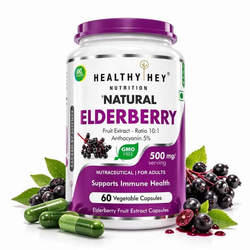 [BRSW2ZY2CUARGEYZ] HealthyHey Nutrition Natural Elderberry Fruit Extract,60 vegetable capsules