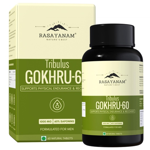[BRSROED4BYPGMF3G] Rasayanam Gokshura Tablets 1000mg Gokhru per Serving, Highest Saponins 60%, Tribulus Terrestris for Men & Women | Improves Energy, Muscle Strength, Stamina & Supports Recovery - 60 Tablets