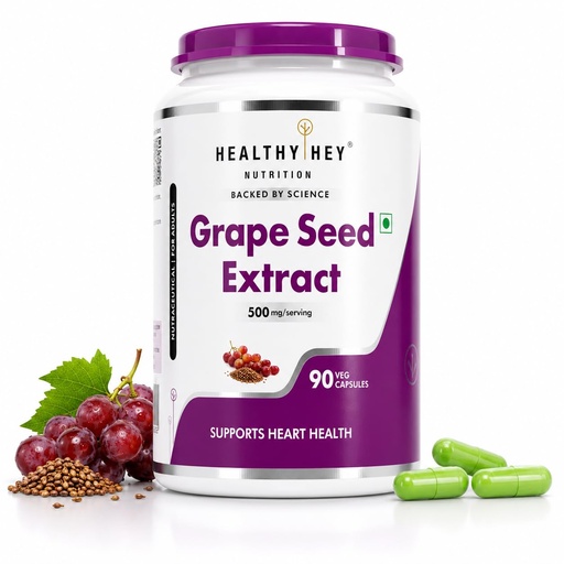 [BRSWG235BYPQGGTK] HealthyHey Nutrition Grape Seed Extract | Maximum Strength | 95% Polyphenols | 3 Month Supply | 90 Veggie Caps | (Pack of 1)
