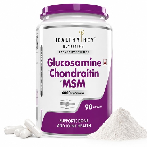 [BRSWGCT3CANBOGTX] HealthyHey Nutrition Glucosamine Chondroitin and MSM for Cartilage; Joint and Bone, 90 Capsules