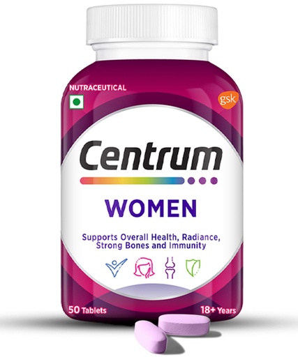 [BRSRMFT3BN5QYEY7] Centrum Women -Multivitamin Tablet for Women|With 23 Vital Nutrients including Zinc,Magnesium,Vitamin B,C,D, Calcium for Energy, Immunity,Radiance,Strong Bones and Overall Health|Veg - 50 tablets