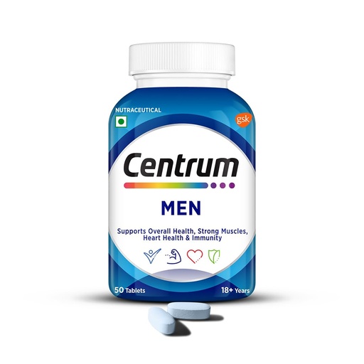 [BRSRMFTYCECBYEY3] Centrum Men - Multivitamin Tablet for Men | With 23 Vital Nutrients including Zinc, Magnesium, Vitamin B, C, D, Calcium for Energy, Immunity, Muscles and Overall Health | Veg - 50 tablets
