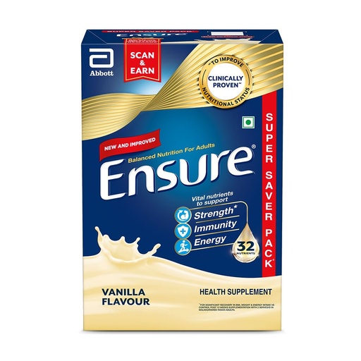 [BRSWIGYPCQGGOYDU] Ensure No 1 Nutritional Supplement Drink in the world, 32 nutrients High Protein,Calcium,Vit D, Vanilla 950g/1kg, Wt may vary, Powder, 1 count, 35 servings
