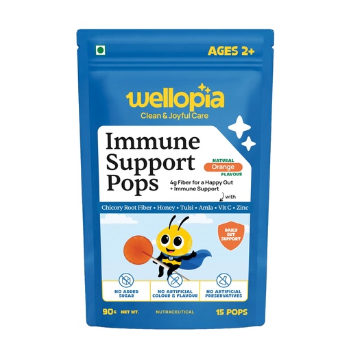 [BRSRYZAPDEJWCFAV] Kids Immune Support Lollipops | Prebiotic Fiber & Immunity Booster with Vitamin C, Zinc, Honey, Tulsi & Amla | Natural Orange Flavor | No Added Sugar, 15 Pops (Ages 2+)