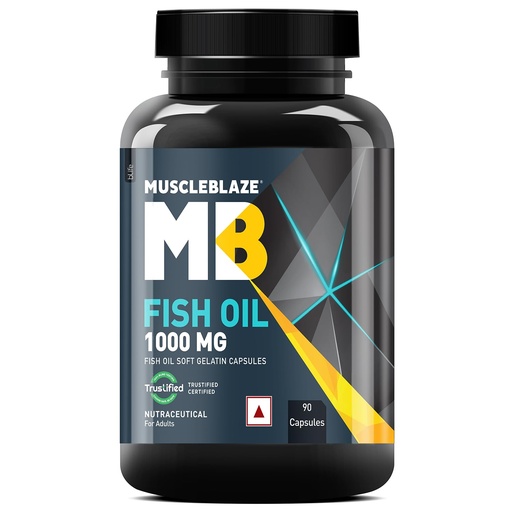 [BRSWGEIHCVYQYFA2] MuscleBlaze Omega 3 Fish Oil, 90 Capsules