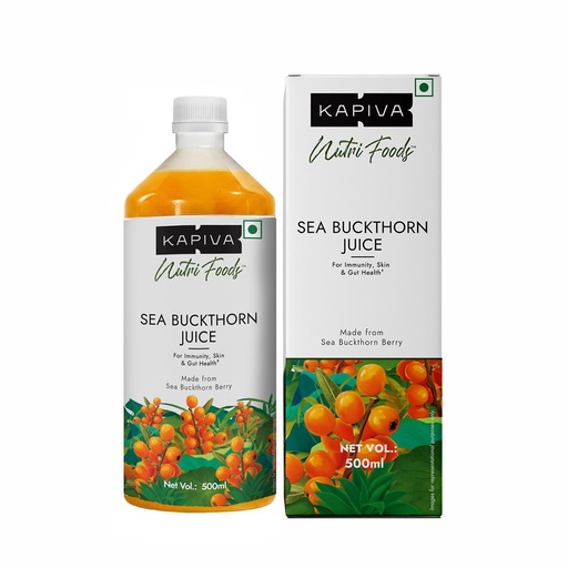 [BRSRGCD3BB5B4CLZ] Kapiva Sea Buckthorn Juice – 500ml | Omega 7-Rich Superfruit | Supports Immunity, Glowing Skin & Gut Health | With Omega 3, 6 & 9