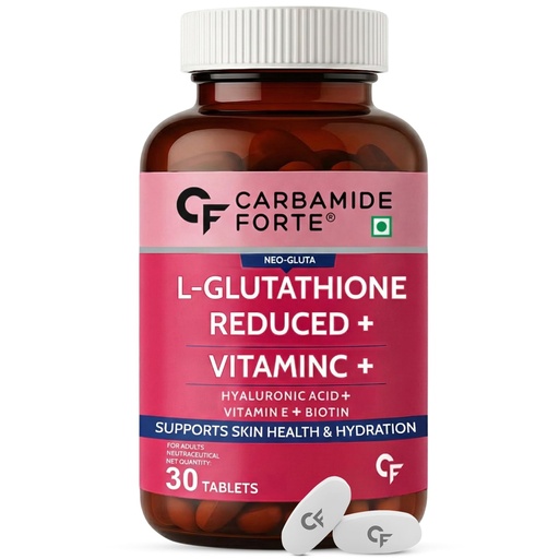 [BRSROYIOCAIRSE3Z] Carbamide Forte Japanese Reduced L-Glutathione Tablets 500mg | Glutathione Supplement with Vitamin C, Hyaluronic Acid, Biotin, Lycopene & Vitamin E | Glutathione Tablets for Skin Glow, Even Skin Tone & Antioxidant Support | 30 Veg Tablets