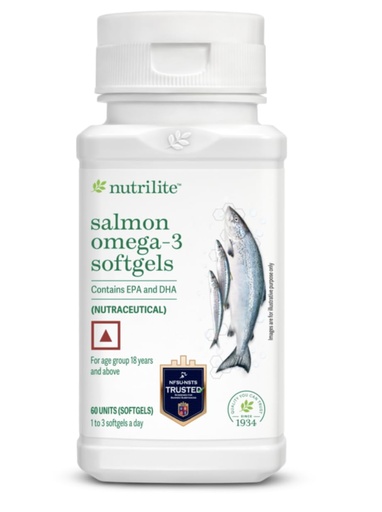 [BRSRGCADOUNB4YI4] NUTRILITE Salmon Omega-3 Softgels, Contains EPA and DHA, Nutraceutical, 60 Softgels