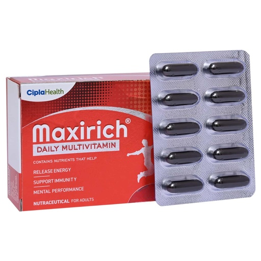 [BRSW2EL4DJ6AYAA4] Cipla Maxirich Daily Multivitamin (60 Softgels) For Men & Women With Essential Nutrients, Vitamins, Minerals, Anti-oxidants For Building Immunity & Energy (6 X 10 Softgels)