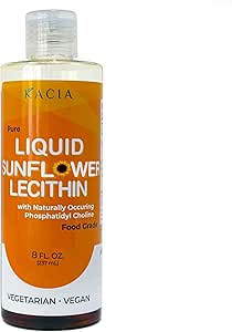 [BRSROGIQOIOW2HLZ] Kacia Pure Sunflower Lecithin Liquid Food Grade - Emulsifier and Stabilizer for Baked Goods, Chocolates, and Edibles - Moisturizer in Skin and Hair Cosmetics Creations - Bottled in The USA (8 oz.)