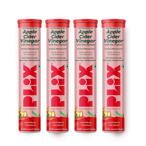 [BRSRGAA7CEDQY2D6] THE PLANT FIX Apple Cider Vinegar Effervescent Tablet with Mother | Supports Metabolism & Control Cravings | With 750mg ACV, Vit B6 & B12 | No Added Preservative | (Pack of 4)