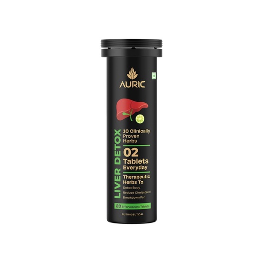 [BRSW2AQ6BUCRYGTX] Auric Liver Detox Supplement | 20 Tablets Fizzy Water with 10 Ayurvedic Herbs | Clinically Researched Therapeutic Ingredients | Drop, Dissolve, Fizz, Drink | Liv 365