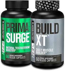 [BRSRAYIDOIIGEADZ] Jacked Factory PRIMASURGE Testosterone Booster for Men (60 Capsules) & Build-XT Daily Muscle Builder & Performance Enhancer | Muscle Building Supplements for Muscular Strength & Growth
