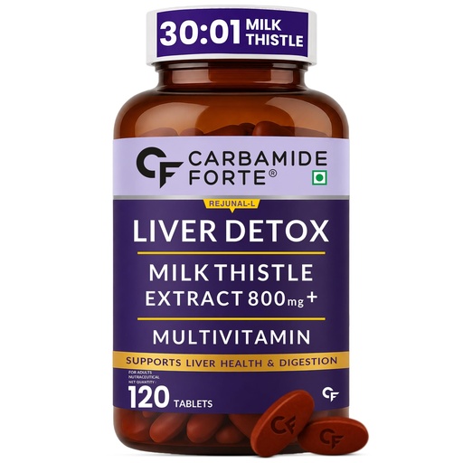 [BRSWGAATOQBQAA36] Carbamide Forte Liver Detox Supplement with Milk Thistle | 800mg Milk Thistle Extract (30:1) | Liver Detox Tablets with Added Multivitamins & Amino Acids – 120 Veg Tablets
