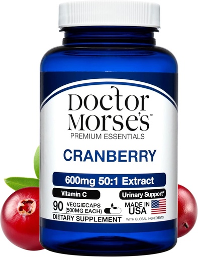 [BRSRAGQ6OR5AOFDD] Cranberry Supplement Pills for Women and Men, 30000mg Strength, Urinary Tract Support with Vitamin C, Made in FDA-Registered, NSF-Certified Facility, Overall Health Support, 90 Capsules