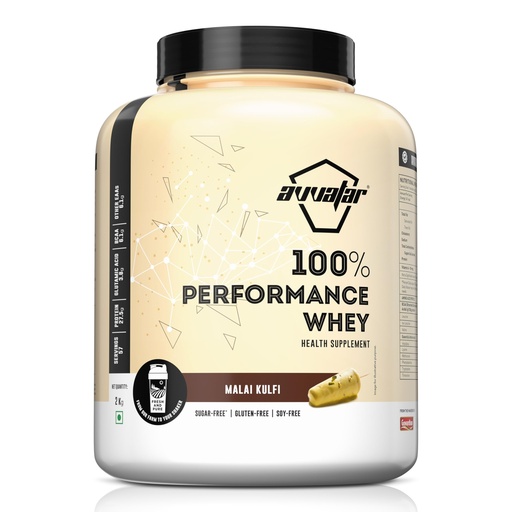 [BRSRAAIOO4BGYYI7] avvatar PERFORMANCE WHEY PROTEIN | 2Kg | Malai Kulfi Flavour | 27.5g protein | 57 servings