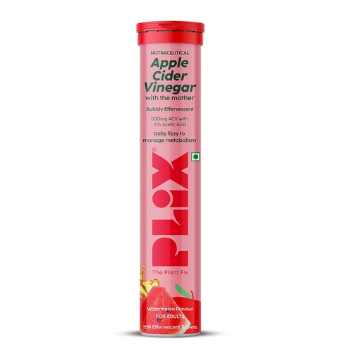 [BRSRMZQZO4FGGET4] THE PLANT FIX Apple Cider Vinegar Effervescent Tablet with mother | Supports Metabolism & Appetite Control I With 500mg ACV, Vit B6 & B12 I No Maltodextrin, No Added Sugar I Pack of 1 (15 tablets)
