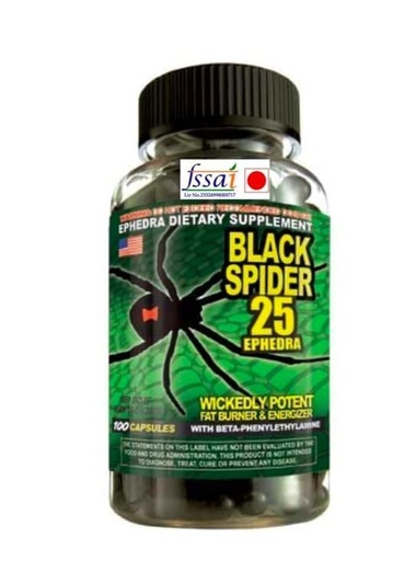 [BRSRYFAZOQORUYI2] Cloma Pharrma Original Black Spider 25 Fat Burner - 100 VEG Capsules