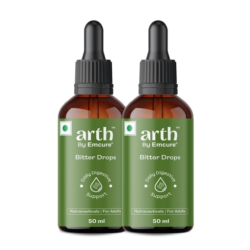 [BRSRGATYA4JWA2DB] Arth Bitter Drops Weight Management Supplement - 30 Days Pack | Reduces Cravings Naturally | Improves Digestion & Bloating | With 14 Herbal Bitters, Karela, Dry Ginger, Haldi | 2 x 50ML