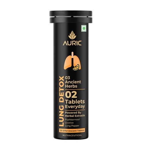 [BRSROGQQCAHGMHI4] Auric Lung Detox Supplement Pack of 20 Tablets | Natural Blend of NAC (N acetyl L cysteine), Pushkarmool, Piper Longum & Licorice Herbs Extract | Resp 365
