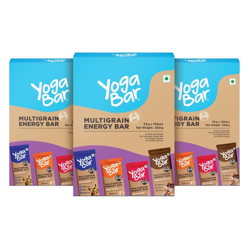 [BRSROBQTAB4AYADV] Yogabar Multigrain Energy Bars, 30 Bars | Healthy Diet with Fruits, Nuts, Oats and Millets | Gluten Free and High Protein | Packed with Chia and Sunflower Seeds