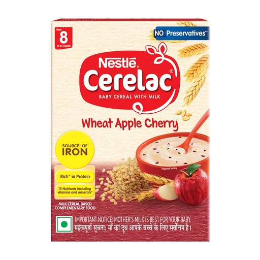 [BRSWIG35CAIA4DA3] Nestlé CERELAC Baby Cereal, Wheat Apple Cherry, STG2, 360g