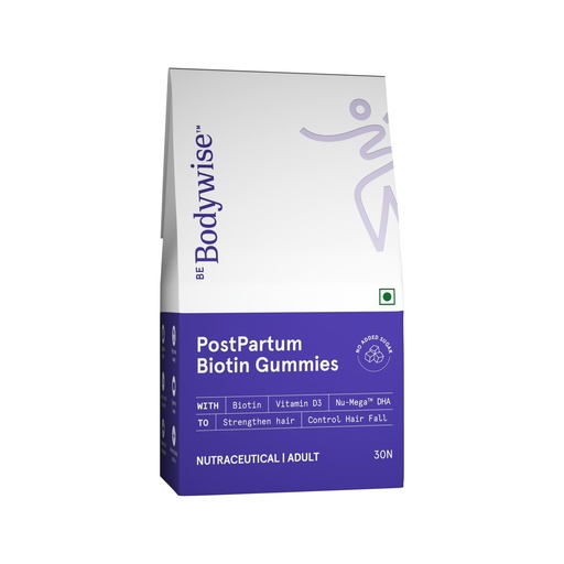 [BRSRGEARBMHRYCDJ] Be Bodywise Biotin Hair Supplement Gummies for Postpartum Hair fall | Breastfeeding Safe | Reduces Hairfall, Strengthens Hair & Improves Density | Zinc, Folic Acid & Multivitamins | No Added Refined Sugar, 30 Day Pack