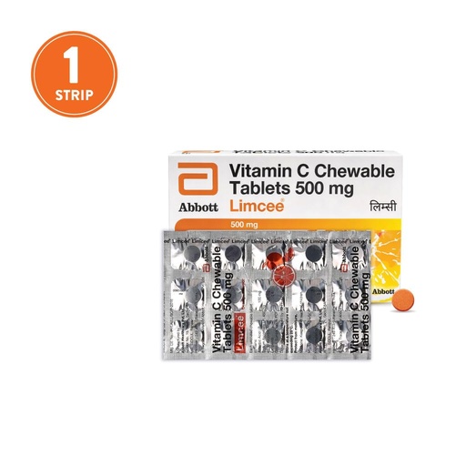 [BRSWY2T3A4FQYCLK] Limcee Chewable Natural Vitamin C Chewable Tablets 500mg || Tangy Orange Flavour || Boost Immunity || Supports Energy || Antioxidant || Skin Care || Men and Women -15 Tabs