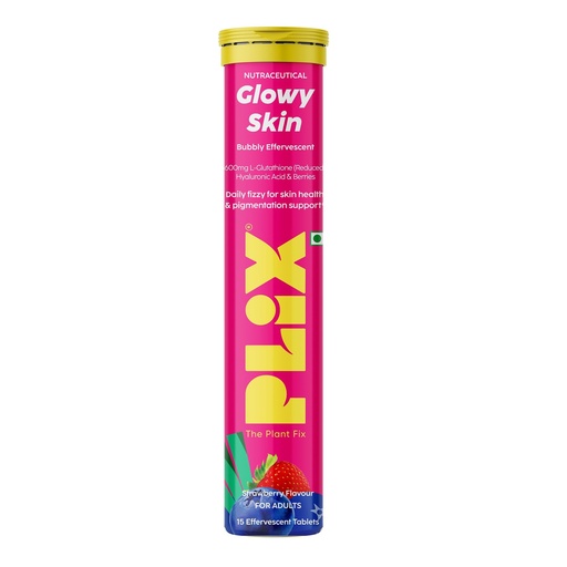 [BRSRYYYBDIBBADTU] The Plant Fix Plix Glutathione Effervescent Tablets for Clear, Glowing & Youthful Skin | 600mg Glutathione, Vit E & Hyaluronic Acid | No Maltodextrin, No Sugar | Strawberry