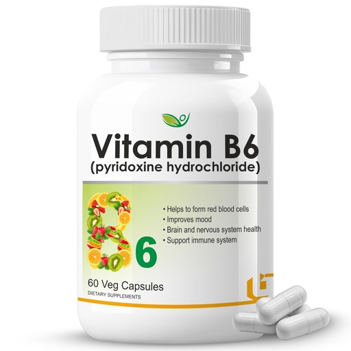 [BRSRMADYBAGQAE3Z] Biotrex Nutraceuticals Vitamin B6 (Pyridoxine Hydrochloride) Supplement | 60 Veg Capsules