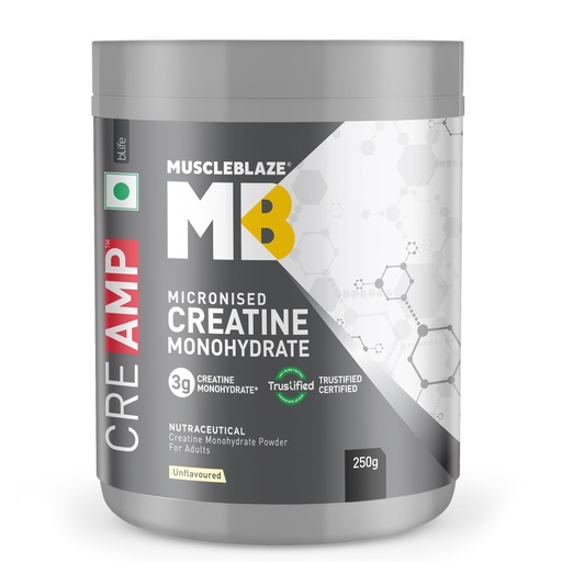 [BRSWIHQFOEGBMFTO] MuscleBlaze Micronised Creatine Monohydrate CreAMP Powder, 250g