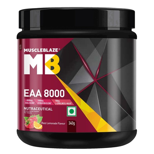 [BRSW2AYRPMFRAG33] MuscleBlaze EAA 8000 Powder, Razz Lemonade, 340g