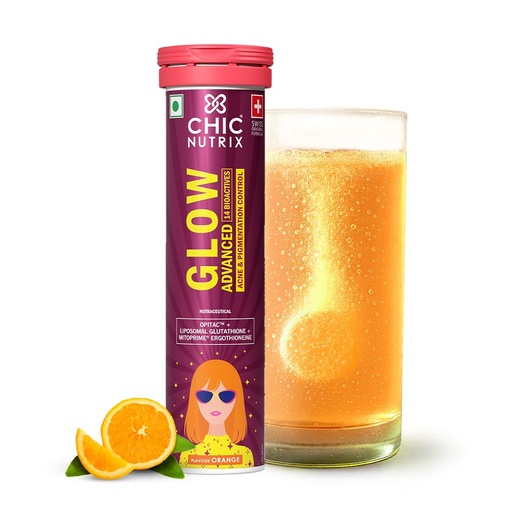 [BRSRGGT3AAORODTH] Chicnutrix Glow Advanced Glutathione Tablets for Skin Brightening & Pigmentation | Liposomal + Japanese OPITAC™ Glutathione, L-Ergothioneine & Astaxanthin | Effervescent Skin Glow Supplement for Women & Men | 15 Days Pack