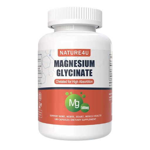 [BRSRA2YECQCQYC3V] Magnesium Glycinate 500mg, 100% Chelate for High Absorption Magnesium Supplement for Sleep, Muscle, Heart, Never and Bone Support, 180 Capsules