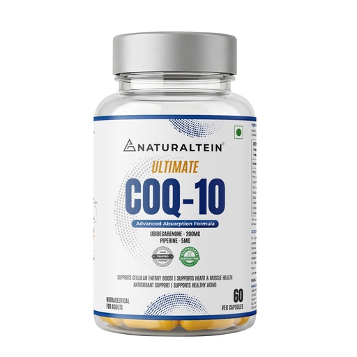 [BRSREBTRCAIWOETU] NATURALTEIN Ultimate CoQ-10 200mg with Piperine 5mg | Enhanced Absorption | Supports Energy, Heart & Muscle Health, Antioxidant Support | 60 Veg Capsules