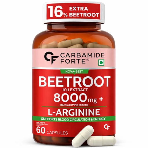 [BRSREAD5OYBAG2TG] Carbamide Forte Beetroot Capsules Extract 8000mg | Beetroot Supplement With L-Arginine & Grape Seed Extract | Supports Healthy Blood Flow, Energy, & Nitric Oxide | 60 Capsules